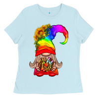 Baby Blue LGBTQ+ Pride Gnome With Donut Ladies Tee - BundleAndBundleShop