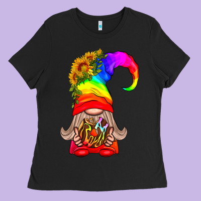 Lgbtq+ Pride Gnome With Donut Ladies Tee Designed By Bundleandbundleshop