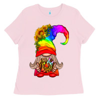 Bubblegum Pink LGBTQ+ Pride Gnome With Donut Ladies Tee - BundleAndBundleShop