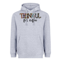 Heather Grey thankful for coffee Heavyweight Hoodie - CowhideDigitalArt