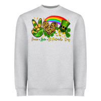 Heather Grey Peace love St. Patrick's Day Heavyweight Sweatshirt - OliviaCreatesArt