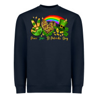 Navy Peace love St. Patrick's Day Heavyweight Sweatshirt - OliviaCreatesArt