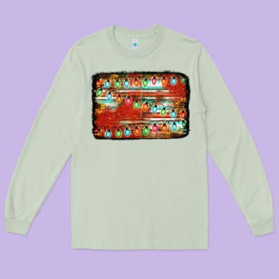 Christmas Serape Sunflower Background Long Sleeve Tee Designed By Jasminsmagicworld
