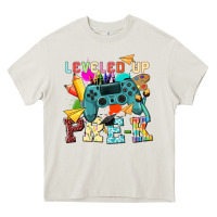 Cream leveled up pre k Heavy Core Tee - NancyCooperArtShop