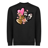 Black Pink glitter leopard cowhide hearts Valentine's Heavyweight Sweatshirt - FaDigitalArtStudio