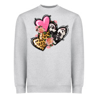 Heather Grey Pink glitter leopard cowhide hearts Valentine's Heavyweight Sweatshirt - FaDigitalArtStudio