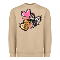 Pink Glitter Leopard Cowhide Hearts Valentine's Heavyweight Sweatshirt | Teevron