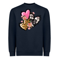 Navy Pink glitter leopard cowhide hearts Valentine's Heavyweight Sweatshirt - FaDigitalArtStudio