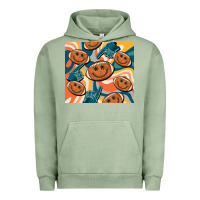 Pigment Oil Green football smiley face Urban Hoodie - BarkalooDesign
