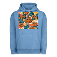 Pigment Pebble Blue football smiley face Urban Hoodie - BarkalooDesign