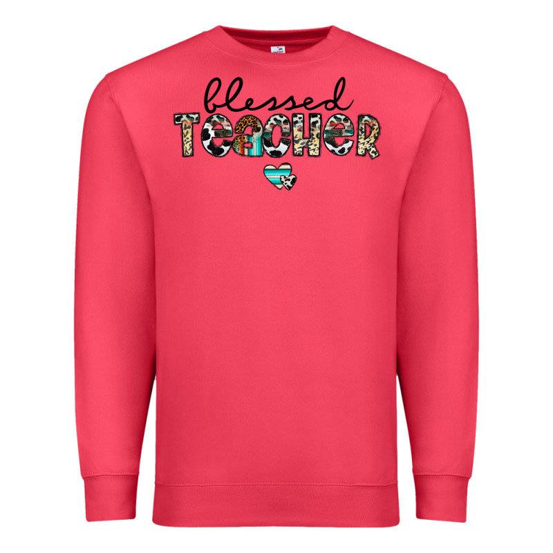 Blessed Teacher Premium Sweatshirt by CowhideDigitalArt | Teevron