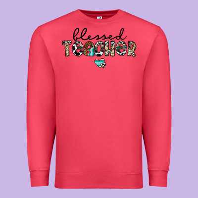 Blessed Teacher Premium Sweatshirt Designed By Cowhidedigitalart