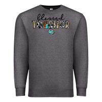 Charcoal Heather blessed teacher Premium Sweatshirt - CowhideDigitalArt