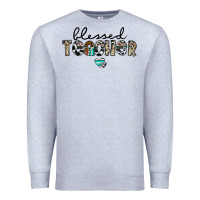 Heather Grey blessed teacher Premium Sweatshirt - CowhideDigitalArt