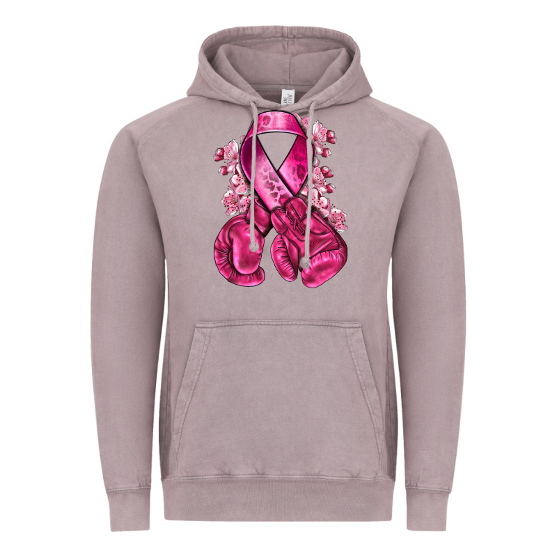 Breast Cancer With Boxing Gloves Vintage Hoodie by NancyCooperArtShop | Teevron
