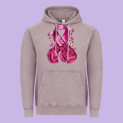 Breast Cancer With Boxing Gloves Vintage Hoodie Designed By Nancycooperartshop
