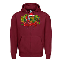 Burgundy christmas granny claus Zipper Hoodie - FaDigitalArtStudio