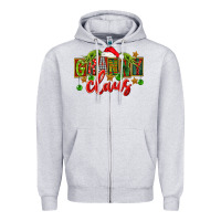 Heather Grey christmas granny claus Zipper Hoodie - FaDigitalArtStudio