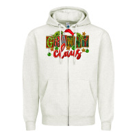 Oatmeal Heather christmas granny claus Zipper Hoodie - FaDigitalArtStudio
