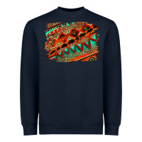 Navy western aztec background pattern Heavyweight Sweatshirt - OliviaCreatesArt