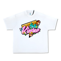 White hello kinder Urban Heavy Tee - JahusDesignShop