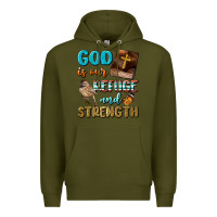 Army Green God Is Our Refuge And Strength Premium Hoodie - BundleAndBundleShop