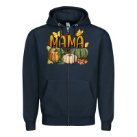 Navy mama pumpkin Zipper Hoodie - BundleAndBundleShop
