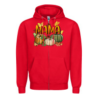 Red mama pumpkin Zipper Hoodie - BundleAndBundleShop