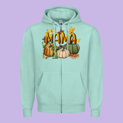 Mama Pumpkin Zipper Hoodie Designed By Bundleandbundleshop