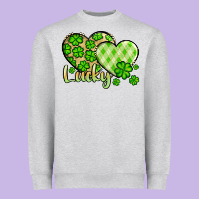 St. Patrick's Lucky Hearts Heavyweight Sweatshirt Designed By Oliviacreatesart