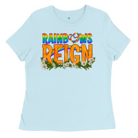 Baby Blue LGBTQ+ Rainbows Reign Ladies Tee - BundleAndBundleShop