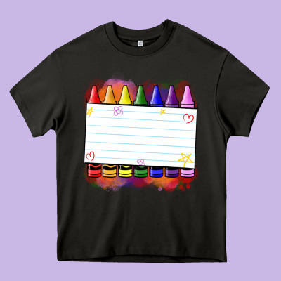 Crayons Add Your Text Heavy Core Tee Designed By Nancycooperartshop