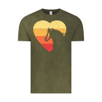 Vintage Olive Vintage Heart Horse Equestrian | Horse lover Vintage Tee - linhVisuals
