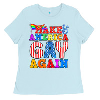 Baby Blue Make America Gay Again Ladies Tee - BundleAndBundleShop