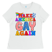 White Make America Gay Again Ladies Tee - BundleAndBundleShop
