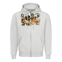 Dove Grey Fishing Coffee Cups Zipper Hoodie - FaDigitalArtStudio