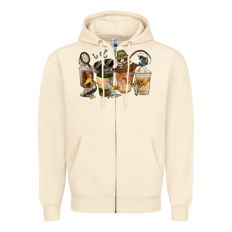 Fishing Coffee Cups Zipper Hoodie by FaDigitalArtStudio | Teevron
