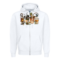 White Fishing Coffee Cups Zipper Hoodie - FaDigitalArtStudio