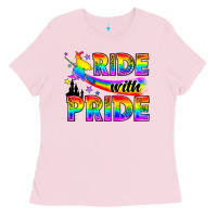 Bubblegum Pink Western LGBTQ+ Ride With Pride Ladies Tee - BundleAndBundleShop