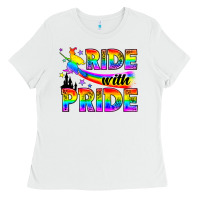 White Western LGBTQ+ Ride With Pride Ladies Tee - BundleAndBundleShop