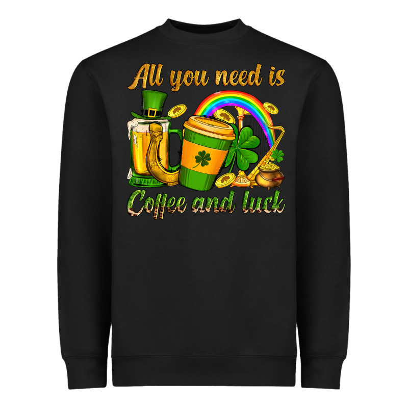 St. Patrick's All You Need Is Coffee And Luck Heavyweight Sweatshirt by OliviaCreatesArt | Teevron