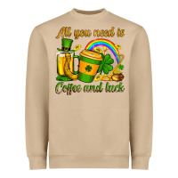 Mushroom St. Patrick's All you need is coffee and luck Heavyweight Sweatshirt - OliviaCreatesArt
