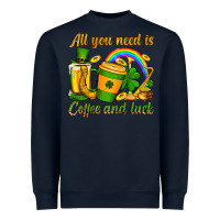 Navy St. Patrick's All you need is coffee and luck Heavyweight Sweatshirt - OliviaCreatesArt