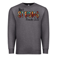 Charcoal Heather she is strong provebs Premium Sweatshirt - CowhideDigitalArt