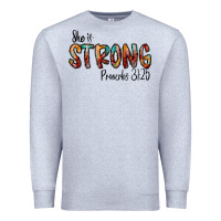 Heather Grey she is strong provebs Premium Sweatshirt - CowhideDigitalArt