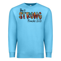 Ocean Blue she is strong provebs Premium Sweatshirt - CowhideDigitalArt