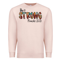 Pale Pink she is strong provebs Premium Sweatshirt - CowhideDigitalArt