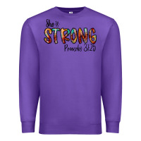 Purple she is strong provebs Premium Sweatshirt - CowhideDigitalArt