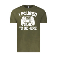 Vintage Olive i paused my game to be here Vintage Tee - linhVisuals