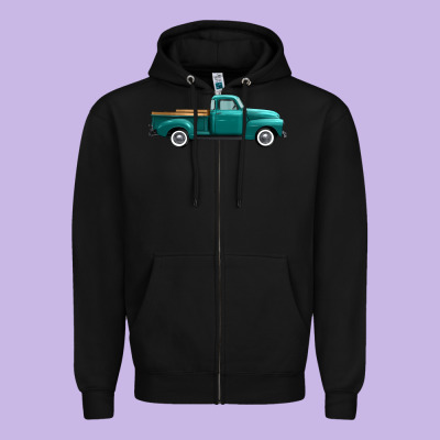 Western Truck Side View Zipper Hoodie Designed By Fadigitalartstudio